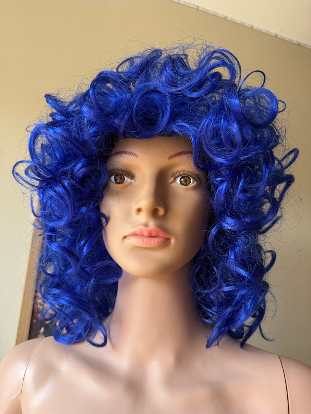 Vivid Royal Blue Curly Wig for Women